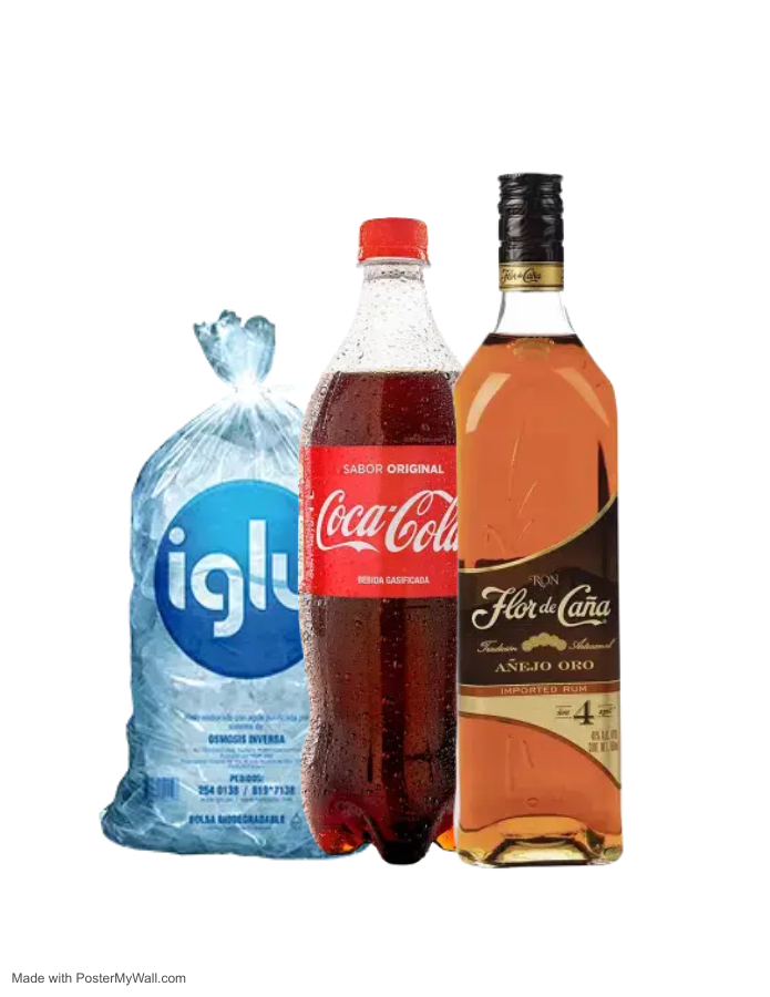 Combo Ron Flor de CaÃ±a 4 AÃ±os + Coca Cola 1.5 Lt + Hielo Iglu 1.5kg 